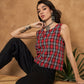 InWeave Red Black Check Sleeveless Top - Swadesiicart