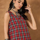 InWeave Red Black Check Sleeveless Top - Swadesiicart