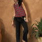 InWeave Red Black Check Sleeveless Top - Swadesiicart