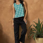 InWeave Light Blue Big Check Sleeveless Top - Swadesiicart