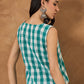 InWeave Light Blue Big Check Sleeveless Top - Swadesiicart