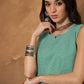 InWeave Green Small Check Sleeveless Top - Swadesiicart