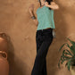 InWeave Green Small Check Sleeveless Top - Swadesiicart