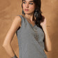 InWeave Black Small Check Sleeveless Top - Swadesiicart