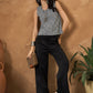 InWeave Black Small Check Sleeveless Top - Swadesiicart