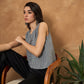 InWeave Black Small Check Sleeveless Top - Swadesiicart