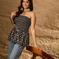 InWeave Black Arrow Ikkat Off Shoulder Top - Swadesiicart