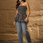 InWeave Black Arrow Ikkat Off Shoulder Top - Swadesiicart