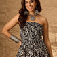 InWeave Black White Rose Off Shoulder Top - Swadesiicart