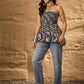 InWeave Black White Rose Off Shoulder Top - Swadesiicart