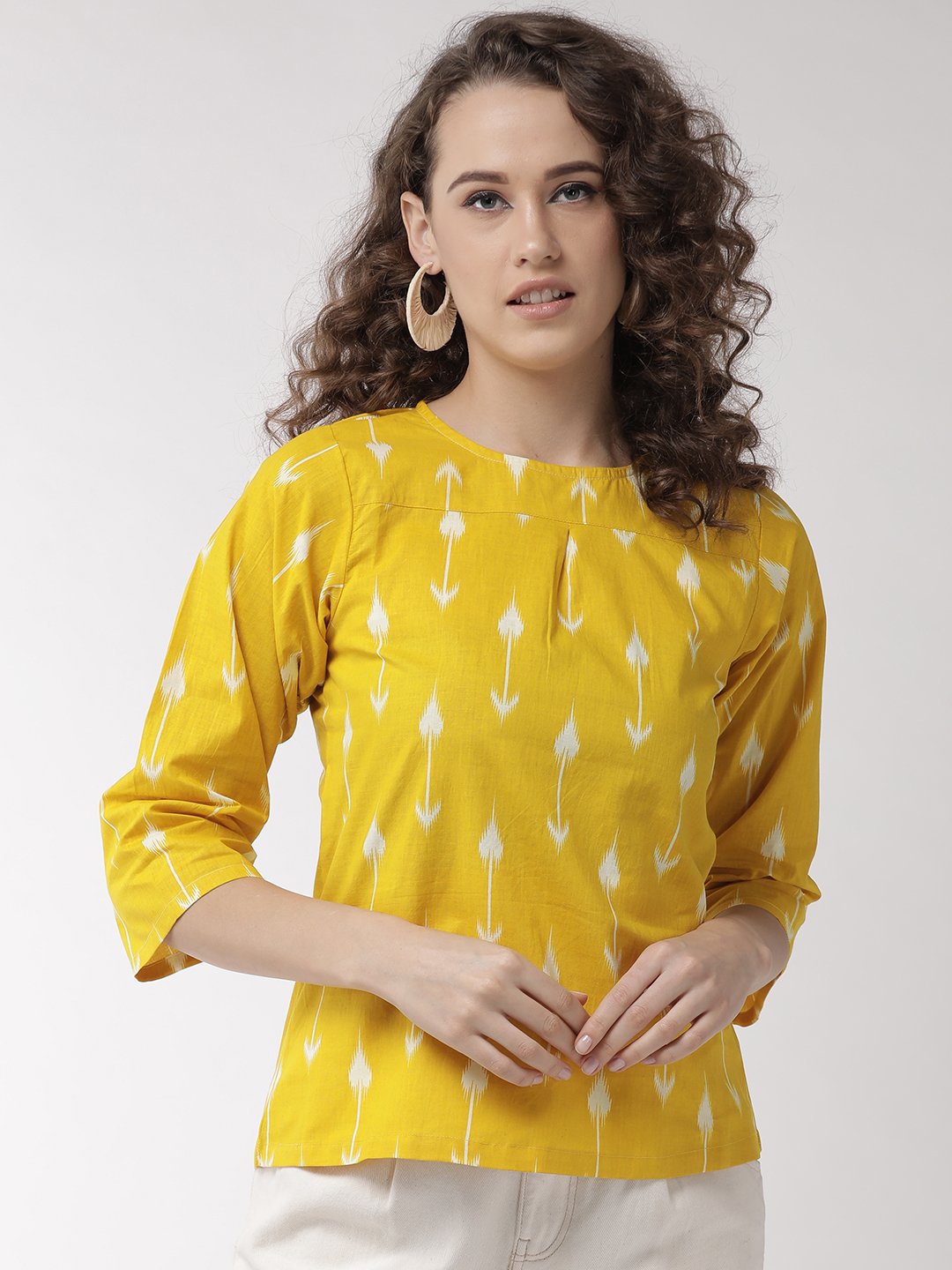 InWeave Women's Yellow Arrow Top - Swadesiicart