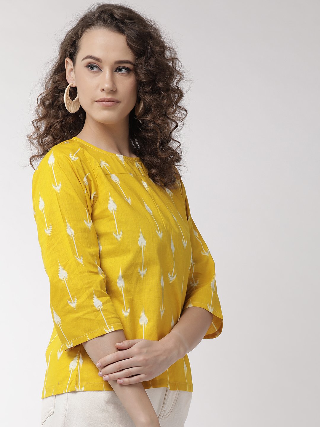 InWeave Women's Yellow Arrow Top - Swadesiicart