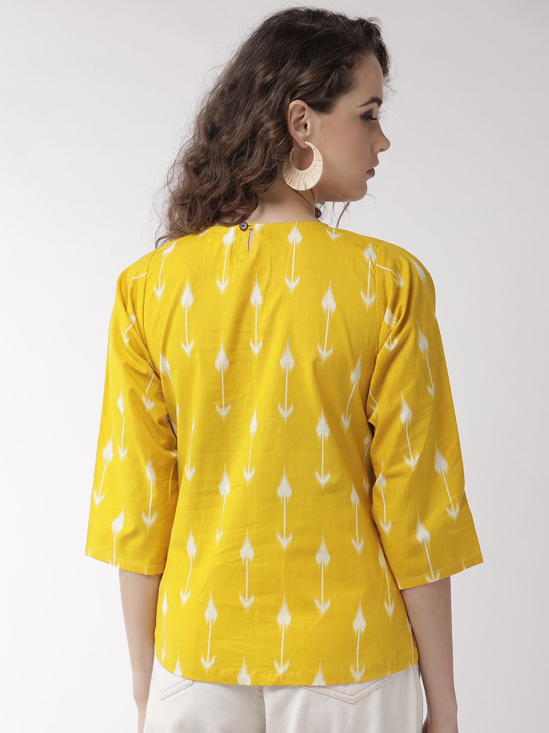 InWeave Women's Yellow Arrow Top - Swadesiicart