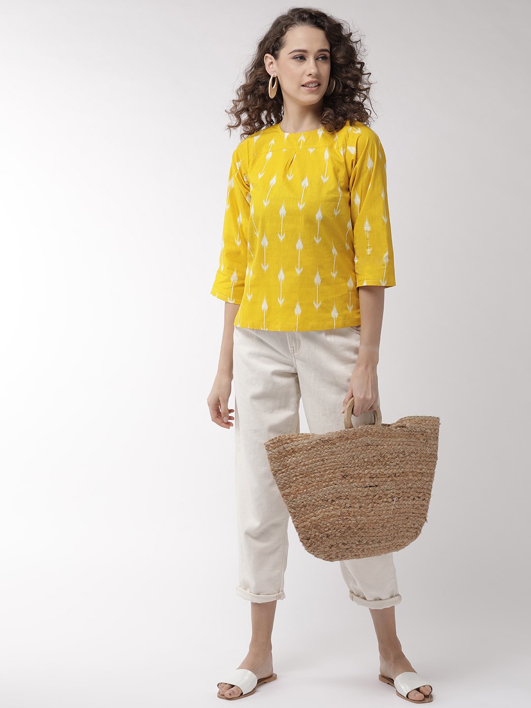 InWeave Women's Yellow Arrow Top - Swadesiicart