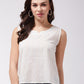 InWeave Off White Kantha Sleeveless Top - Swadesiicart