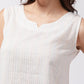 InWeave Off White Kantha Sleeveless Top - Swadesiicart