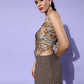 InWeave Green Mustard Swril Print Scarf Top - Swadesiicart