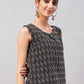 InWeave Black Kantha Ikkat Print W/U Top - Swadesiicart
