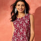 InWeave Wine Cream Floral Print W/U Top - Swadesiicart