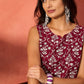 InWeave Wine Cream Floral Print W/U Top - Swadesiicart