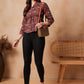 InWeave Coral Red Abstract Printed Shawl Neck Top - Swadesiicart