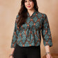 InWeave Aqua Pearl Shawl Neck Top - Swadesiicart
