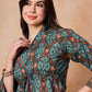 InWeave Aqua Pearl Shawl Neck Top - Swadesiicart