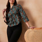 InWeave Aqua Pearl Shawl Neck Top - Swadesiicart