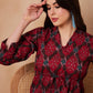 InWeave Red Abstract Printed Shawl Neck Top - Swadesiicart