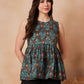 InWeave Aqua Pearl Abstract Printed Round Neck Top - Swadesiicart