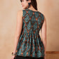 InWeave Aqua Pearl Abstract Printed Round Neck Top - Swadesiicart