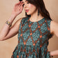 InWeave Aqua Pearl Abstract Printed Round Neck Top - Swadesiicart