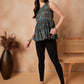 InWeave Aqua Pearl Abstract Printed Round Neck Top - Swadesiicart