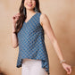InWeave Blue Pyramid Kantha High Low W/S Top - Swadesiicart