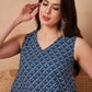 InWeave Blue Pyramid Kantha High Low W/S Top - Swadesiicart