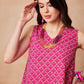 InWeave Pink Pyramid Kantha High Low W/S Top - Swadesiicart
