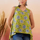 InWeave Sunset Yellow Floral Print V Neck W/S Top - Swadesiicart