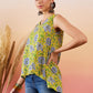 InWeave Sunset Yellow Floral Print V Neck W/S Top - Swadesiicart