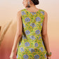 InWeave Sunset Yellow Floral Print V Neck W/S Top - Swadesiicart