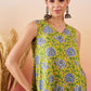 InWeave Sunset Yellow Floral Print V Neck W/S Top - Swadesiicart