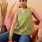 InWeave Sunset Yellow Floral Print V Neck W/S Top - Swadesiicart