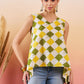InWeave Yellow Green Geometric Print Kantha V Neck W/S Top - Swadesiicart