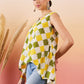 InWeave Yellow Green Geometric Print Kantha V Neck W/S Top - Swadesiicart