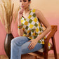 InWeave Yellow Green Geometric Print Kantha V Neck W/S Top - Swadesiicart