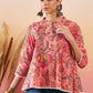 InWeave Peach Floral Print Front Pintex Lace Top - Swadesiicart
