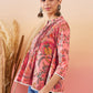 InWeave Peach Floral Print Front Pintex Lace Top - Swadesiicart