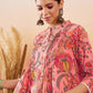 InWeave Peach Floral Print Front Pintex Lace Top - Swadesiicart