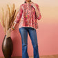 InWeave Peach Floral Print Front Pintex Lace Top - Swadesiicart
