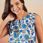 InWeave White Blue Floral Jaal Print W/S Top - Swadesiicart