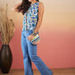 InWeave White Blue Floral Jaal Print W/S Top - Swadesiicart